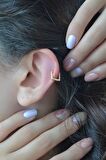 Mini İnce Kare Halka Tragus Piercing Helix Küpesi