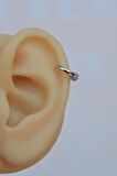 Gümüş Renkli Zirkon Toplu Halka Tragus Piercing Helix Kıkırdak Küpesi