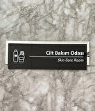 Silver Aynalı Parlak Siyah Seri Cilt Bakım Odası Kapı Isimliği Yönlendirme Levhası