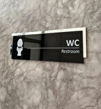 Silver Aynalı Parlak Siyah Seri WC Tuvalet Kapı Isimliği Yönlendirme Levhası