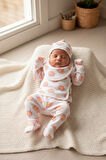 SaraKids Kız Bebek Yeni doğan 5’li Set Beyaz Pembe çiçek Desenli