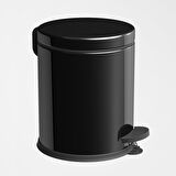 Banyo Tuvalet Balkon Mutfak, Siyah Renkli Pedallı Metal Çöp Kovası 5 Litre 