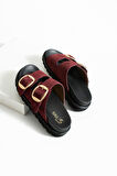 Stato Tekstil-Nappa  Hafif Comfort Kadın Bordo Terlik 25Y-1478