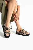 Stato Tekstil-Nappa Hafif Comfort Leopar Kadın Terlik 25Y-1485
