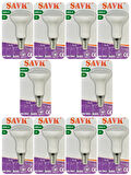 (10 Adet) Şavk 6W (37W) Beyaz Işık (6500K) E14 Duylu (İnce Duy) Led R50 Ampul