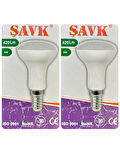 (2 Adet) Şavk 6W (37W) Beyaz Işık (6500K) E14 Duylu (İnce Duy) Led R50 Ampul