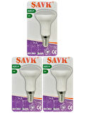 (3 Adet) Şavk 6W (37W) Beyaz Işık (6500K) E14 Duylu (İnce Duy) Led R50 Ampul