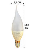 (3 Adet) Şavk 5,5W (37W) Beyaz Işık (6500K) E14 Duylu (İnce Duy) Led Kıvrık Ampul