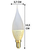 (1 Adet) Şavk 5,5W (37W) Sarı Işık (3000K) E14 Duylu (İnce Duy) Led Kıvrık Ampul