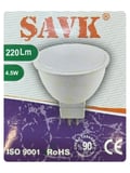 (3 Adet) Şavk 12Volt AC/DC 4,5W (22W) Beyaz Işık (6500K) GU5.3 Duylu (İğne Bacak) Led Çanak Ampul