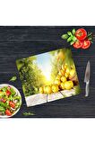 Dekoratif Cam Kesme Tahtası Limon Sepeti 29 x 34 cm | Cam Kesme Tablası