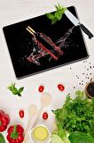 Saban Kırmızı Şarap Cam Kesme Tahtası - Cam Kesme Tablası | 20 Cm X 30 Cm