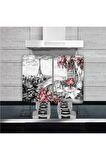 Dekoratif Cam Ocak Koruyucu Ve Kesim Tahtası Paris 60cm X 52cm 2 Parça, 4'lü Ocaklar