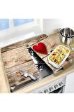 Cam Ocak Koruyucu ve Kesim Tablası Asılı Kalpler (80cm x 52cm) 2 Parça, 5'li Ocaklar