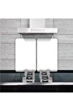 Cam Ocak Koruyucu Ve Kesim Tablası Düz Beyaz (80cm X 52cm) 2 Parça, 5'li Ocaklar