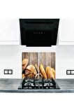 Cam Ocak Koruyucu Ve Kesim Tablası Ekmek (80cm X 52cm) 2 Parça, 5'li Ocaklar