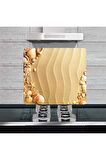 Dekoratif Cam Ocak Arkası Koruyucu ve Kesme Tahtası Kumsal  (50cm x 56cm) Tek Parça