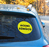 Acemi Sürücü Sticker Etiket - 15cm - Sarı Renk - (Araç Camı İçerisinden Yapıştırılır)