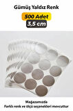 Gümüş Yaldız Yuvarlak Kesim Etiket 3,5cm - 500 Adet