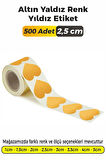 Kalp Kesim Altın Yaldız Renk Etiket - 2,5cm 500 Adet