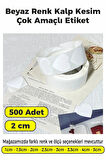 Kalp Kesim Beyaz Renk Etiket - 2cm 500 Adet