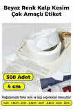 Kalp Kesim Beyaz Renk Etiket - 4cm 500 Adet