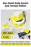 Kalp Kesim Sarı Renk Etiket - 5cm 250 Adet