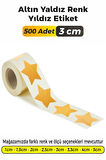 Yıldız Kesim Altın Yaldız Renk Etiket - 3cm 500 Adet