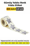 Yıldız Kesim Gümüş Yaldız Renk Etiket - 3,5cm 500 Adet