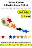 Yıldız Kesim Karışık Renk Renk Etiket - 2,5cm 500 Adet