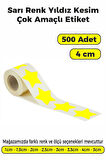 Yıldız Kesim Sarı Renk Etiket - 4cm 500 Adet