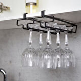Saban Metal Kadeh Bardak Tutucu – 6 Bardak Kapasiteli Organizer Siyah, 20x7x28 cm