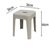 Saban Tabure Sağlam Plastik Kırılmaya Dayanıklı Bahçe, Balkon ,Banyo Bej
