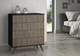 Nova Zebra Desen 4 Çekmeceli Premium Şifonyer - Minifiks - Wood Siyah / Atlantik Çam