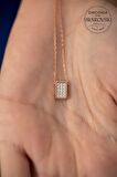 Swarovski Taşlı Dikdörtgen Model Gümüş Rose Zirconia Kolye