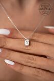 Swarovski Taşlı Dikdörtgen Model Gümüş Zirconia Kolye