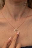 Swarovski Taşlı Yonca Model Rose Kaplama Gümüş Zirconia Kolye