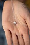 Swarovski Taşlı Altıgen Model Rodyum Kaplama Gümüş Zirconia Kolye