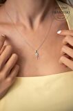 Swarovski Taşlı İğne Model Gümüş Zirconia Kolye