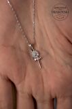 Swarovski Taşlı İğne Model Gümüş Zirconia Kolye