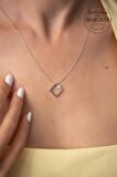 Swarovski Taşlı Kare Model Gümüş Zirconia Kolye