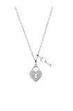 Swarovski Taşlı Kalp ve Anahtar Model Gümüş Zirconia Kolye