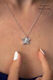 Swarovski Taşlı Yıldız Model Kristal Kesim Gümüş Zirconia Kolye