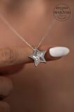 Swarovski Taşlı Yıldız Model Kristal Kesim Gümüş Zirconia Kolye