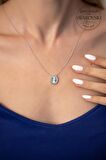 Swarovski Taşlı Oval Model Kristal Kesim Gümüş Zirconia Kolye