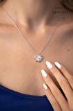 Swarovski Taşlı Güneş Model Kristal Kesim Gümüş Zirconia Kolye