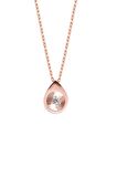 Swarovski Taşlı Damla Model Rose Kaplama Gümüş Zirconia Kolye