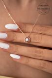 Swarovski Taşlı Altıgen Model Rose Kaplama Gümüş Zirconia Kolye
