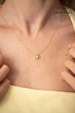 Swarovski Taşlı Altıgen Model Rose Kaplama Gümüş Zirconia Kolye