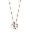 Swarovski Taşlı Altıgen Model Rose Kaplama Gümüş Zirconia Kolye